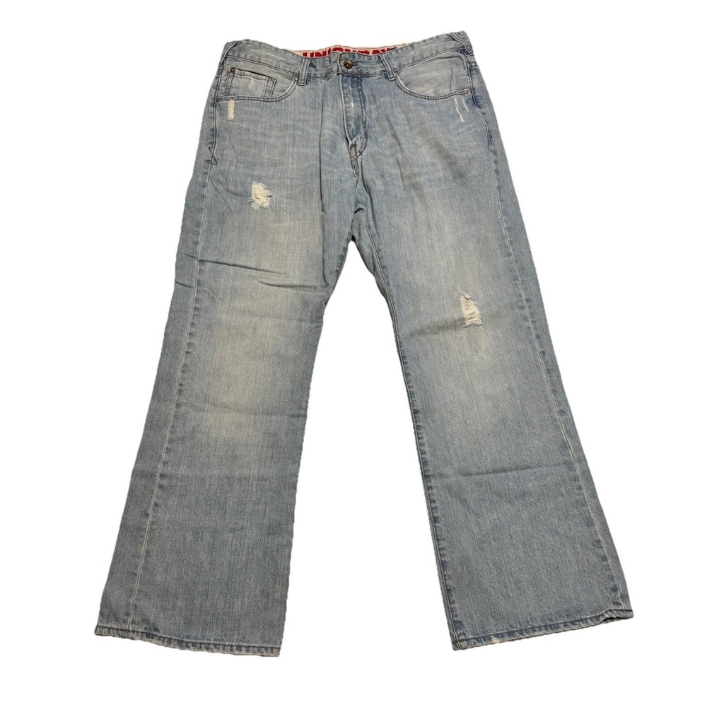 Vintage Unionbay Jeans Mens 38x30 Light Wash Distressed Bootcut Y2K 2000s